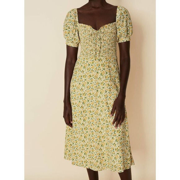 Faithful the brand Juniper midi dress grey garden floral sz 4 - Picture 6 of 13